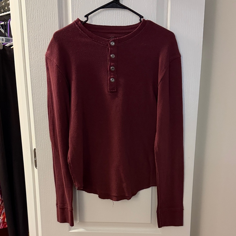 Vintage Epic Threads Men's Long Sleeve Henley - Burgundy